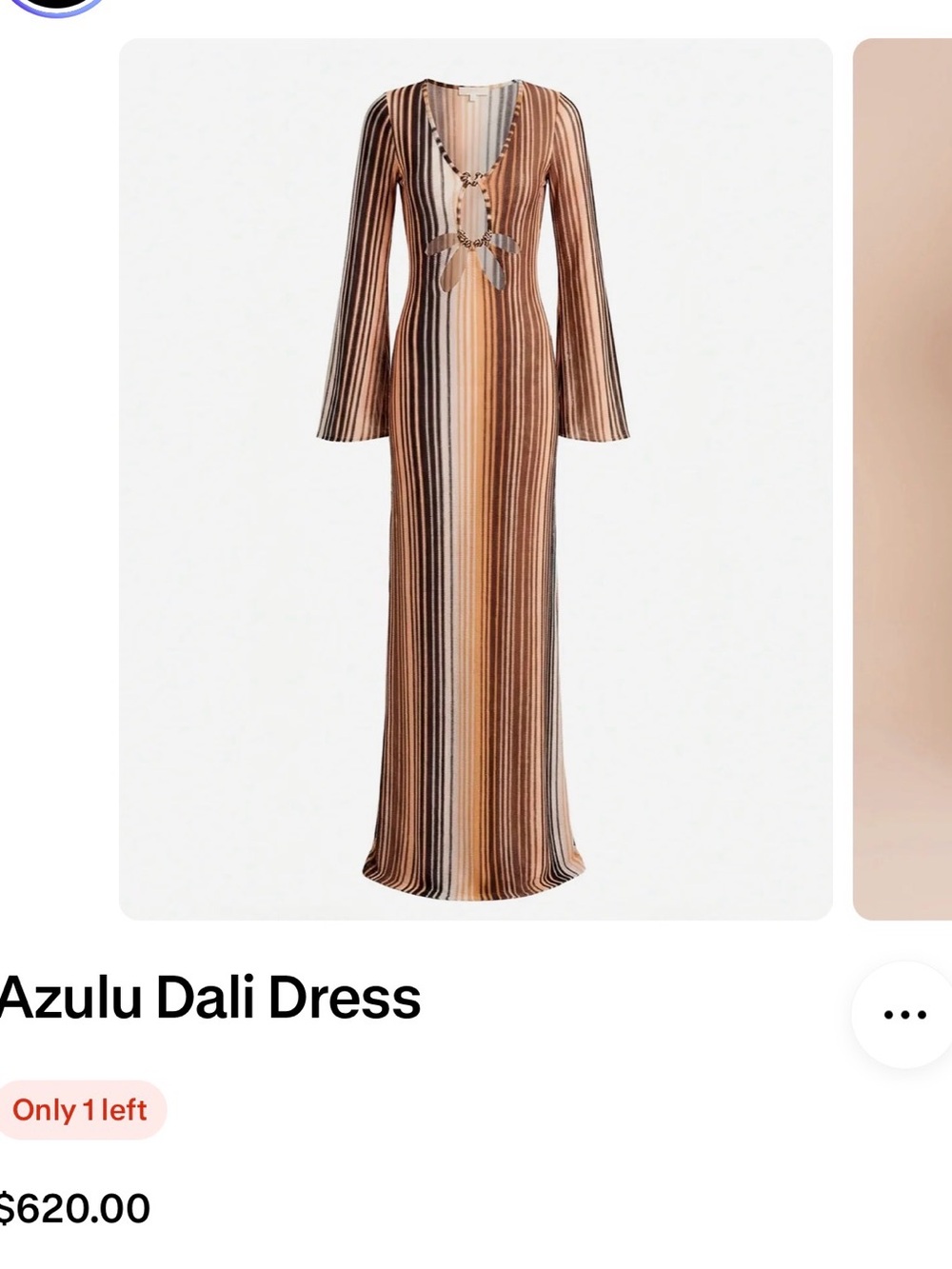 Azulu Dali Striped V-Neck Maxi Dress in Brown and Cream